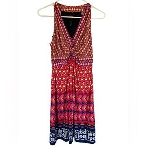 NWT Laundry by Shelli Segal Twisted Cinched Bust Geometric Halter Dress Size 2